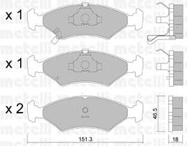 Колодки гальмівні передні, дискові 2201270 Metelli