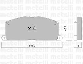 2201080 Metelli Передні гальмівні колодки