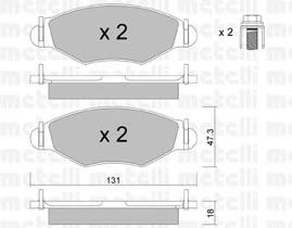 Колодки гальмівні передні, дискові 2202540 Metelli