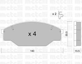 Колодки гальмівні передні, дискові 2202270 Metelli