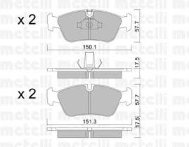 Колодки гальмівні передні, дискові 2202600 Metelli