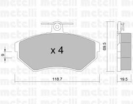 Колодки гальмівні передні, дискові 2202150 Metelli