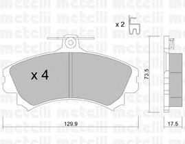 2202161 Metelli Передні гальмівні колодки