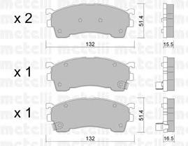 Колодки гальмівні передні, дискові 2202231 Metelli