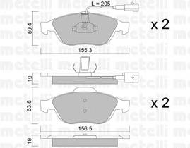 Колодки гальмівні передні, дискові 2202200 Metelli