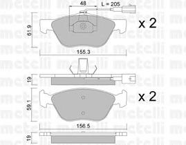 Купити 2200830 Metelli Колодки гальмівні передні, дискові