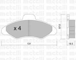 Колодки гальмівні передні, дискові 2200710 Metelli