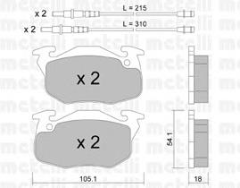 Колодки гальмівні передні, дискові 2200374 Metelli