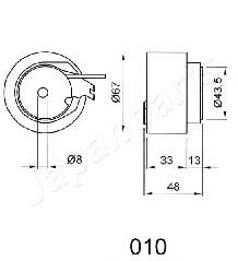 Ролик натягувача ременя ГРМ BE010 Japan Parts