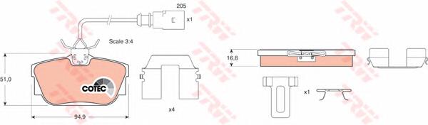 Задні дискові колодки TRW GDB1369
