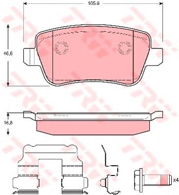Купити GDB1637 TRW Задні колодки