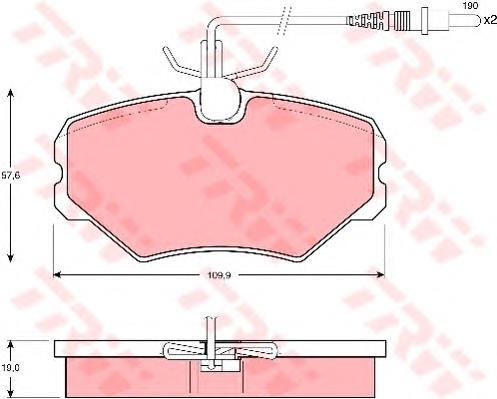 Колодки гальмівні передні, дискові GDB1051 TRW