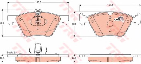 Передні тормозні колодки GDB1215 TRW