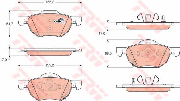 Передні тормозні колодки GDB3355 TRW