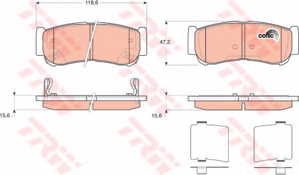 Купити GDB3419 TRW Задні колодки