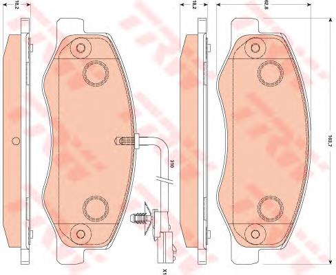 Задні гальмівні колодки GDB1885 TRW
