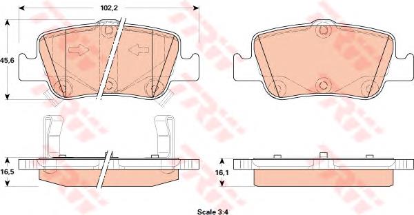 Задні гальмівні колодки TRW GDB3480 ціна, від 30.84 USD