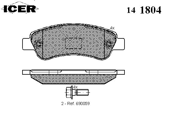 Задні дискові колодки Icer 141804