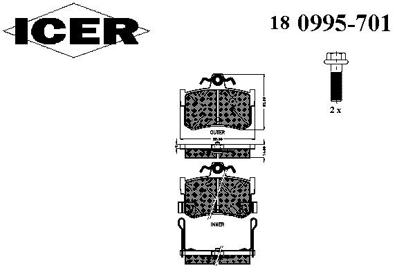 Колодки гальмові задні, дискові 180995701 Icer