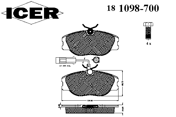 Колодки гальмівні передні, дискові 181098700 Icer