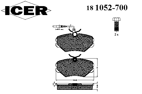 Колодки гальмівні передні, дискові 181052700 Icer