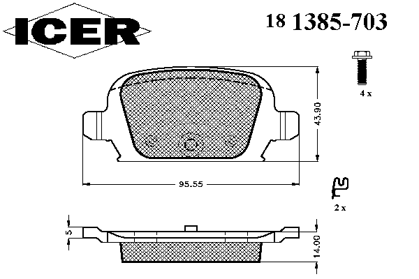 Колодки гальмові задні, дискові 181385703 Icer