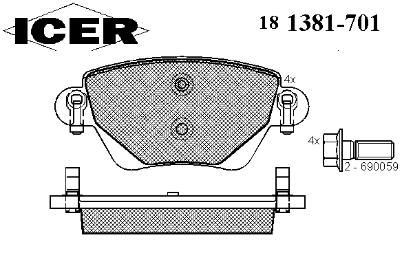 181381701 Icer колодки гальмові задні, дискові