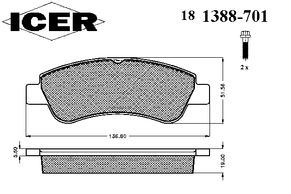 181388701 Icer Передні гальмівні колодки