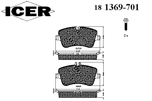 181369701 Icer Передні гальмівні колодки