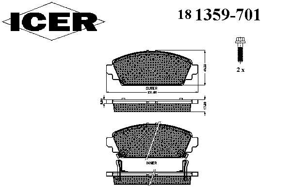 Колодки гальмівні передні, дискові 181359701 Icer