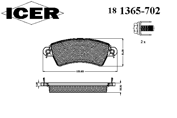 181365702 Icer колодки гальмівні передні, дискові