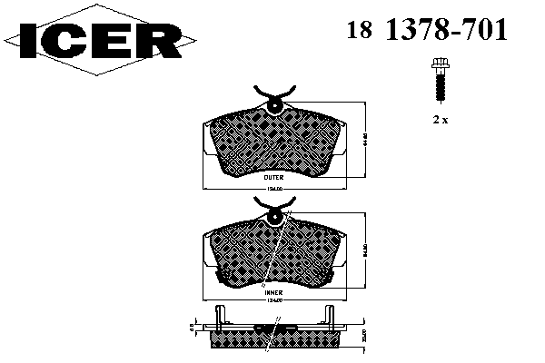 181378701 Icer колодки гальмівні передні, дискові