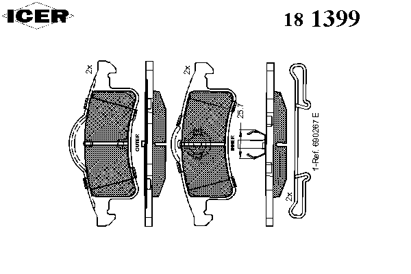 Задні гальмівні колодки Icer 181399 ціна, від 27.12 USD