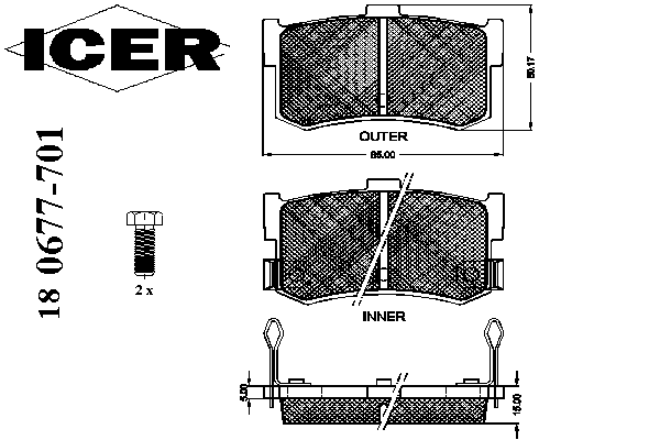 Колодки гальмові задні, дискові 180677701 Icer