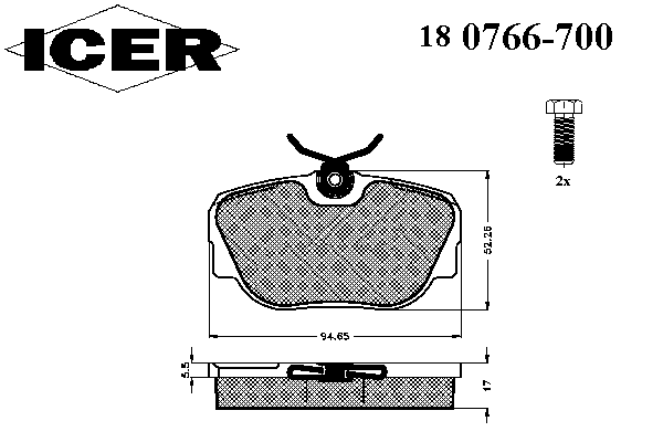 Колодки гальмівні передні, дискові 180766700 Icer