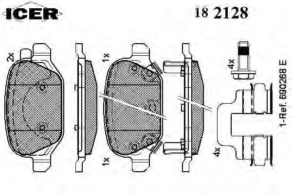 182128 Icer колодки гальмові задні, дискові