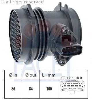 Датчик потоку (витрати) повітря, витратомір MAF - (Mass Airflow) 101017 Facet