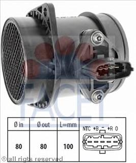 Датчик потоку (витрати) повітря, витратомір MAF - (Mass Airflow) 101492 Facet