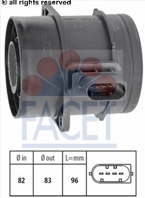 Датчик масової витрати повітря Facet 101359 ціна, від 54.46 USD