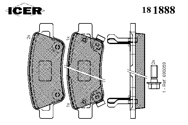 Задні гальмівні колодки Icer 181888 ціна, від 22.88 USD