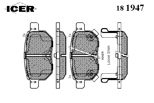 Колодки гальмові задні, дискові 181947 Icer