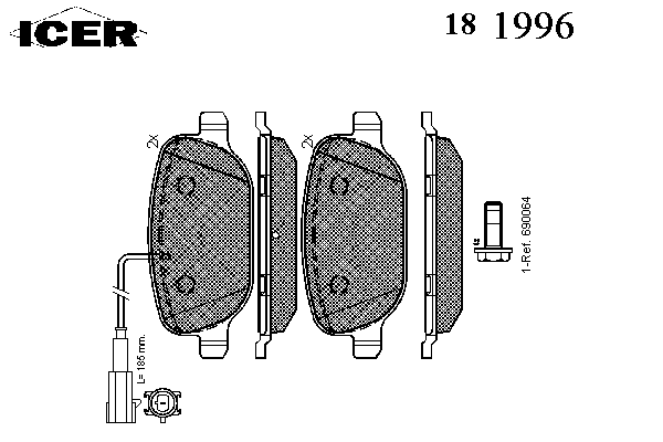 Колодки гальмові задні, дискові 181996 Icer