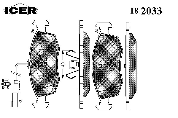 182033 Icer колодки гальмівні передні, дискові