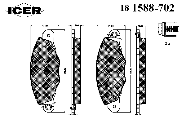 181588702 Icer колодки гальмівні передні, дискові