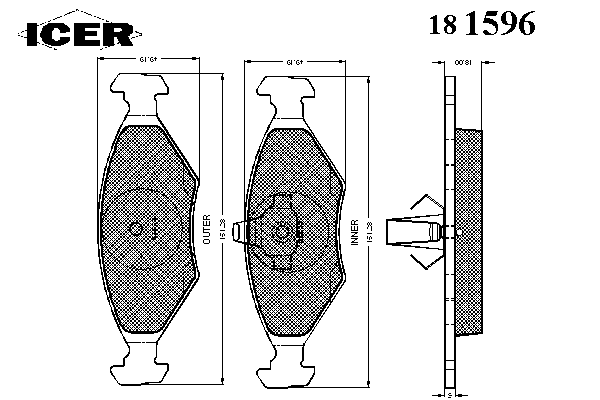 Колодки гальмівні передні, дискові 181596 Icer