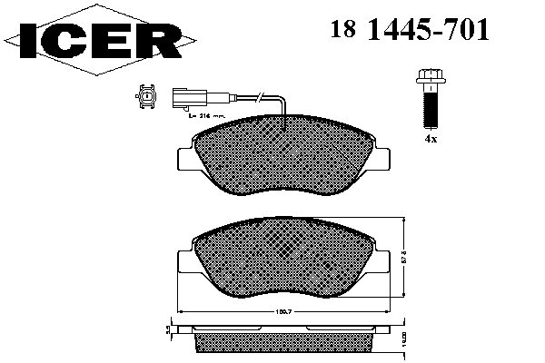 181445701 Icer колодки гальмівні передні, дискові