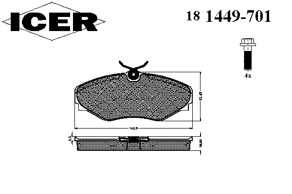 Колодки гальмівні передні, дискові 181449701 Icer