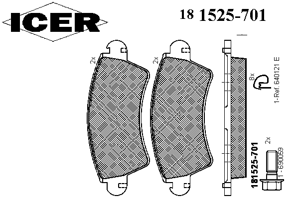 181525701 Icer колодки гальмівні передні, дискові
