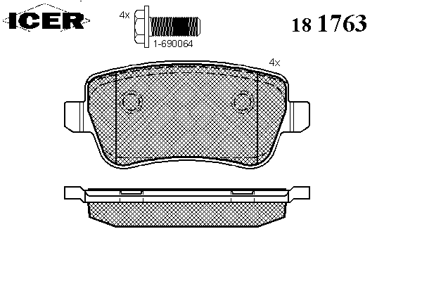 Колодки гальмові задні, дискові 181763 Icer