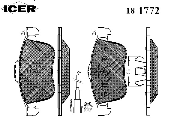 181772 Icer колодки гальмівні передні, дискові